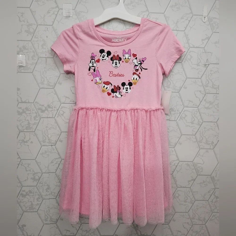 New Disney MinnieāMouseāBestieāValentine'sāDayāPinkāTulleāDress